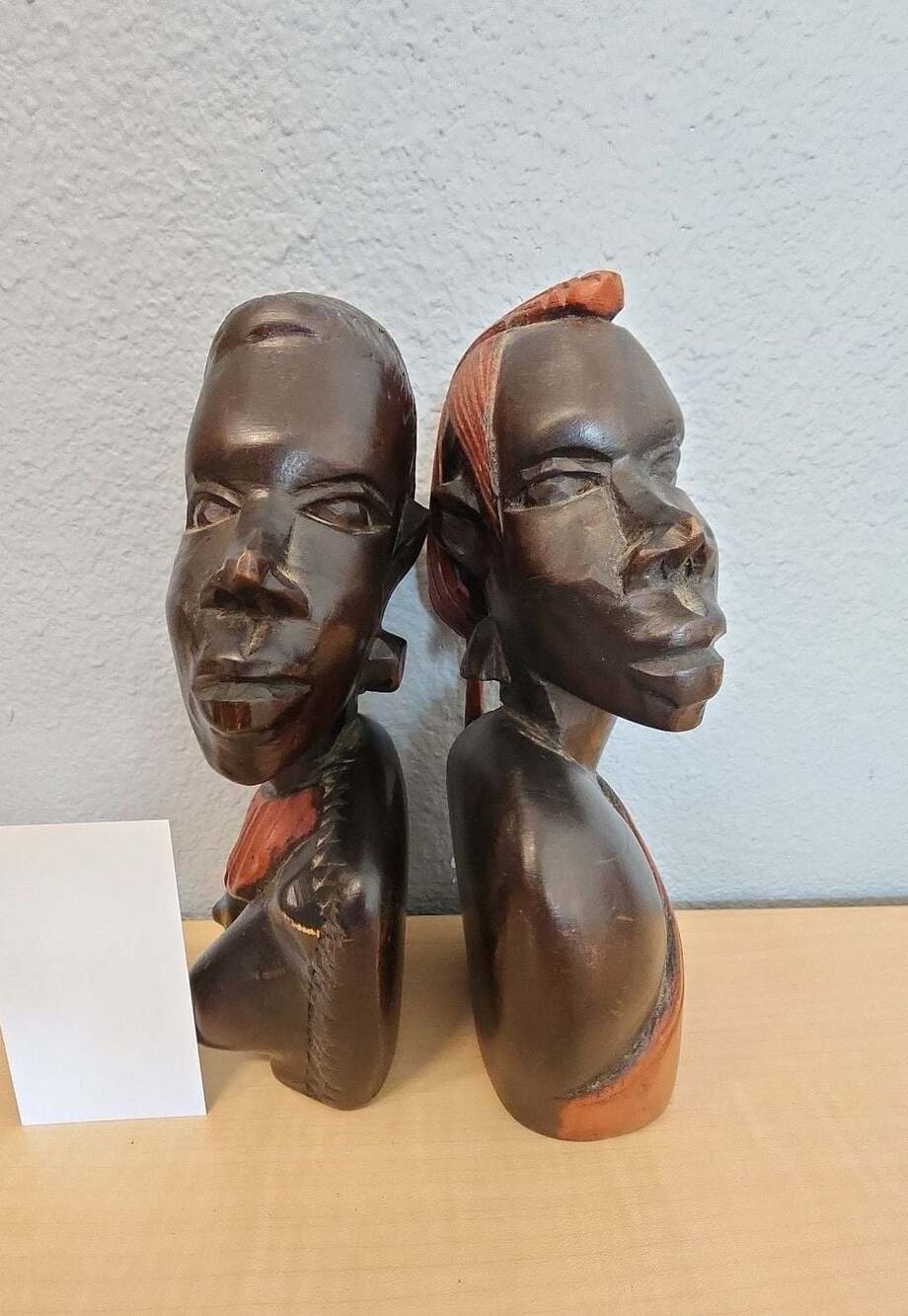 Vintage Hand Carved African Tribal Statues HEAVY Bookends! - Picture 2 of 6